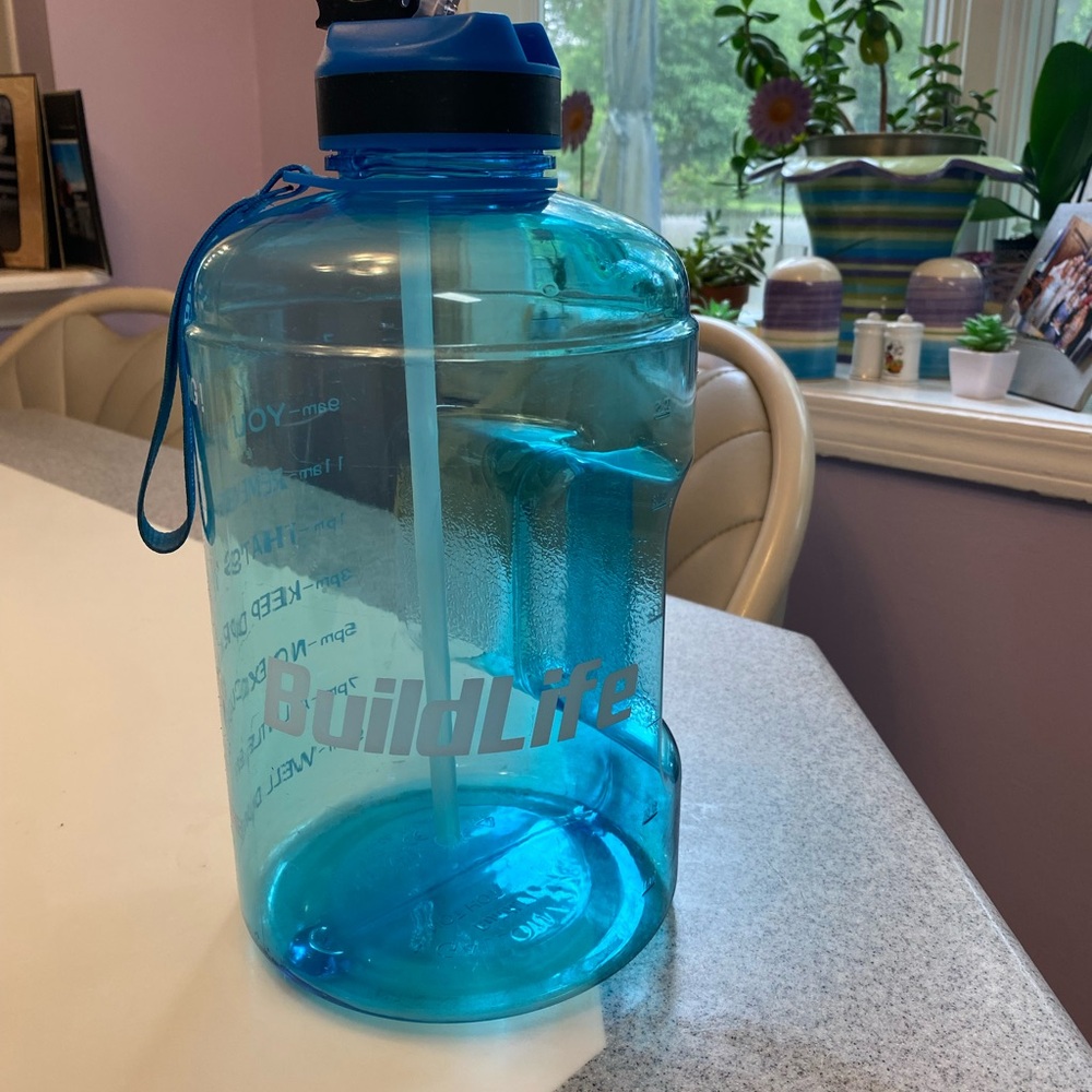 BuildLife 1 Gallon Water Bottle - Motivational Fitness Workout with Time Marker